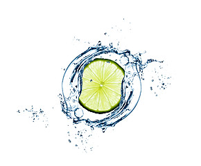 Image showing Slice of  lime in water splash - excellent quality