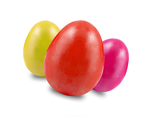 Image showing easter eggs in different colors on white background