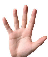 Image showing hand symbol that means five on white background