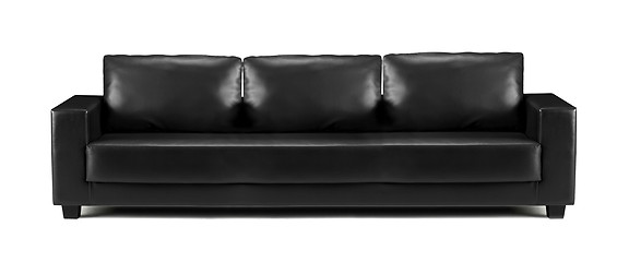Image showing modern black leather sofa isolated