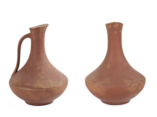 Image showing two ancient wine jug isolated on white background.