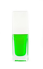 Image showing green nail polish bottle on white background