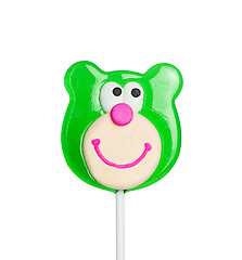 Image showing Sweet lollipop of a bear head