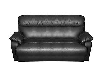 Image showing leather black sofa