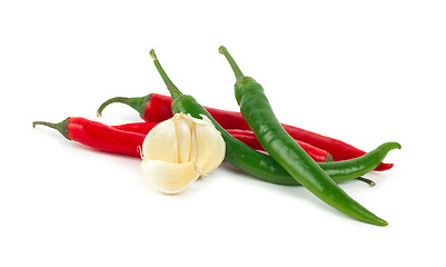 Image showing Chili pepper and garlic isolated