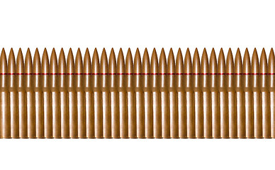 Image showing Rifle bullets in a row isolated