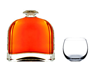 Image showing cognac in bottle with glass