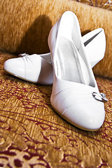 Image showing Elegant white wedding shoes