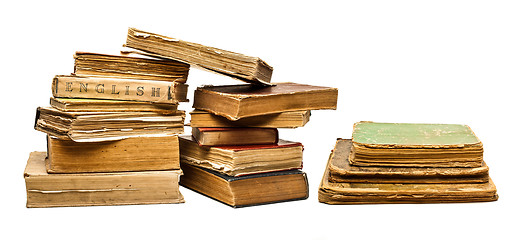 Image showing Set of old vintage books isolated on white background