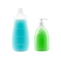 Image showing Two bottles with liquid soap