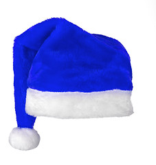 Image showing Santa claus blue hat on white background