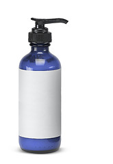 Image showing Plastic bottle of skin care product on white background