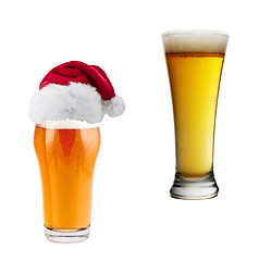 Image showing Santa Claus hat with beer