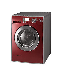Image showing Red Isolated washing machine