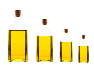 Image showing different size bottles with olive oil