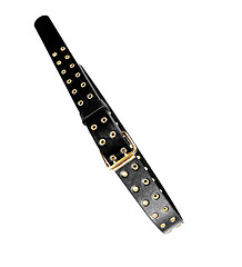 Image showing stylish black leather belt