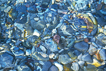 Image showing Rocks in a shallow pond