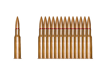 Image showing Rifle bullets in a row isolated