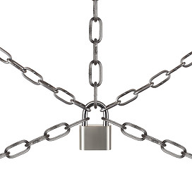 Image showing The padlock and chains isolated