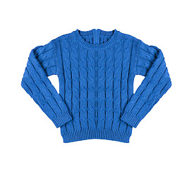 Image showing Blue warm knitted sweater with a pattern