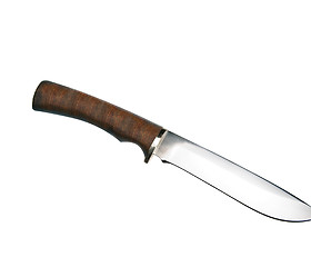 Image showing Hunting knife with wooden haft isolated on the white