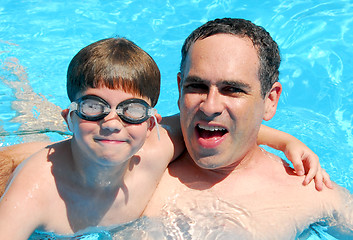 Image showing Father son pool