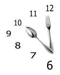 Image showing Clock made of spoon and fork isolated