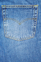 Image showing denium blue jean pocket shot up close