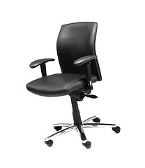 Image showing office chair from black leather