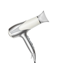 Image showing Gray hairdryer isolated on white