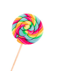 Image showing Colorful spiral lollipop isolated on white