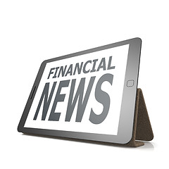 Image showing Tablet with financial news word