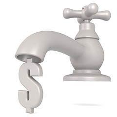 Image showing Isolated Water tap with dollar sign