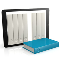 Image showing Blue book out of tablet