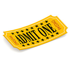 Image showing Admit one ticket on white background
