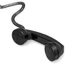 Image showing Black telephone receiver