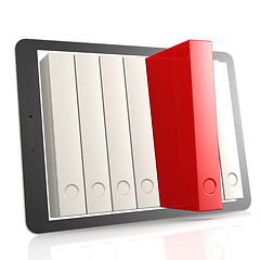 Image showing Red book and tablet