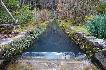 Image showing Japanese style garden with running clear water