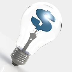 Image showing Light bulb with blue dollar