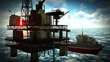 Image showing Oil rig  platform
