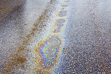 Image showing Oil spill on asphalt road