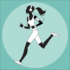 Image showing Girl athlete to jog music smartphone
