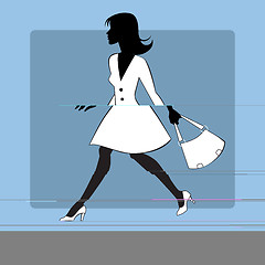 Image showing Silhouette icon modern young woman goes