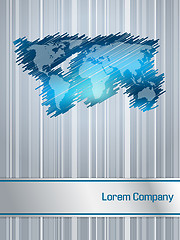 Image showing Striped and scribbled blue business brochure design