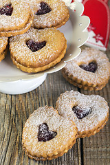 Image showing Cookies with hazelnuts and cinnamon on Valentine's Day.