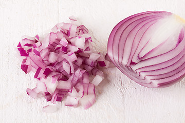 Image showing Fresh finely diced red onion