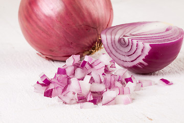 Image showing Fresh finely diced red onion