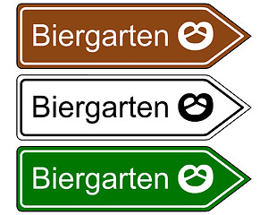 Image showing Direction sign beer garden