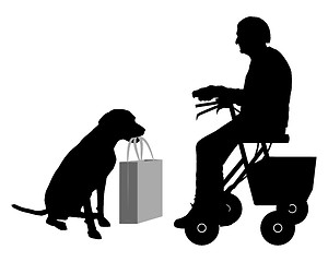 Image showing Old woman with dog