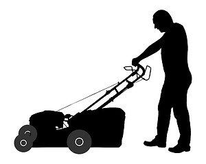 Image showing Man with lawn-mower